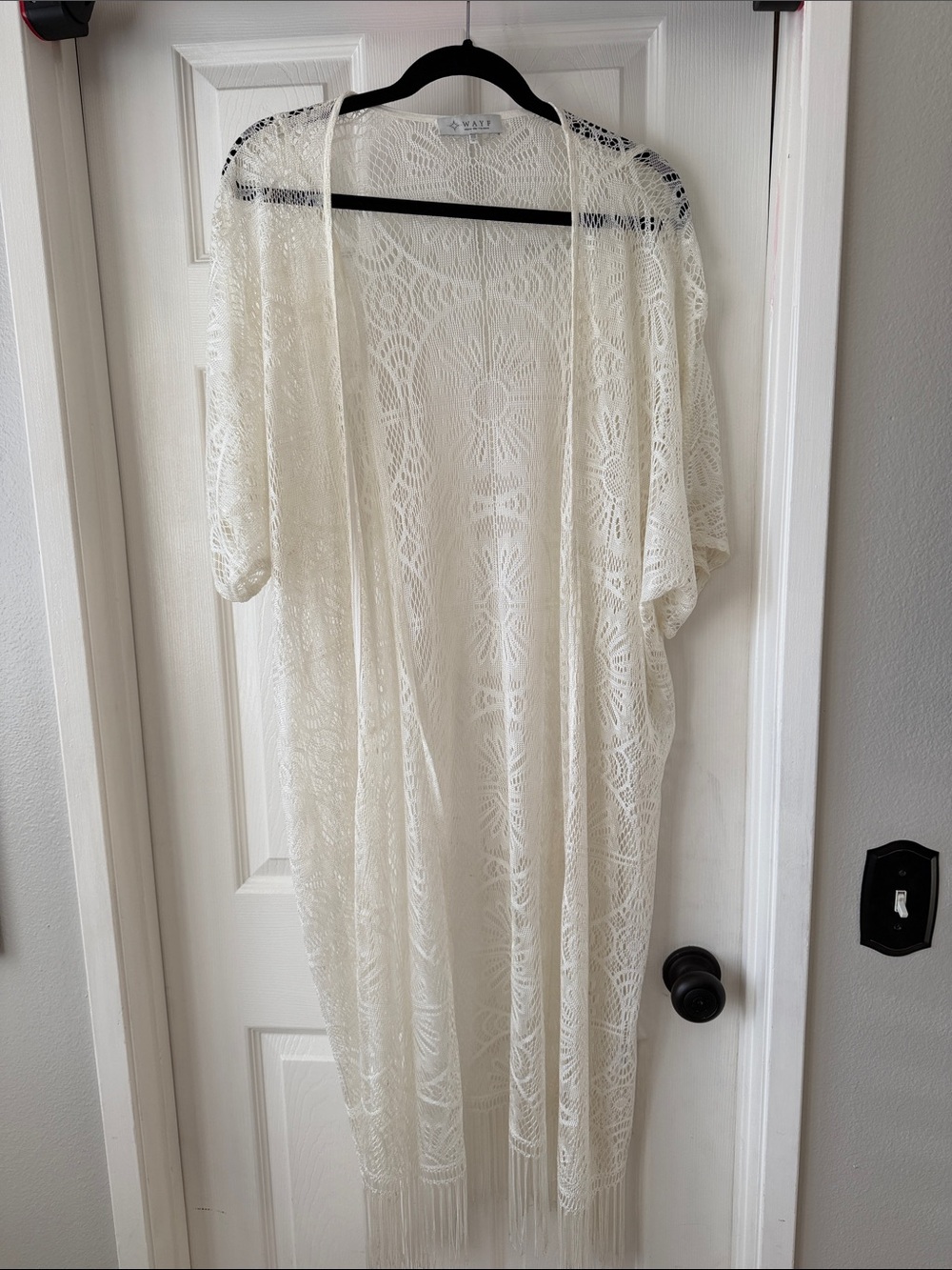 Women's Ivory Lace Fringe Kimono by